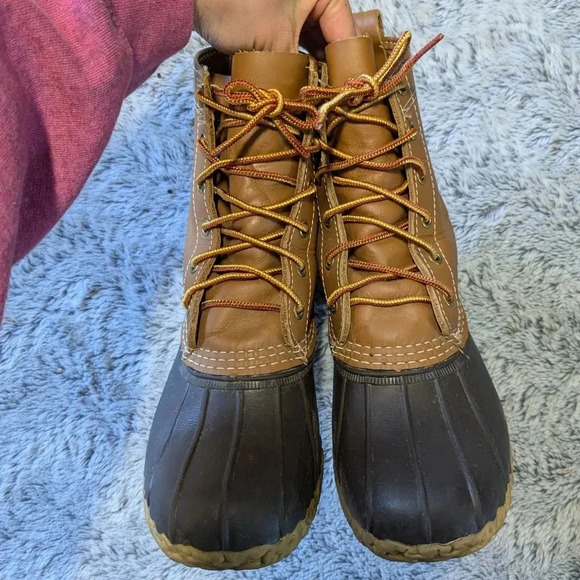 LL Bean Duck Boots 8" Brown Size 6 B M Unlined Winter Waterproof Water Snow - Picture 10 of 12